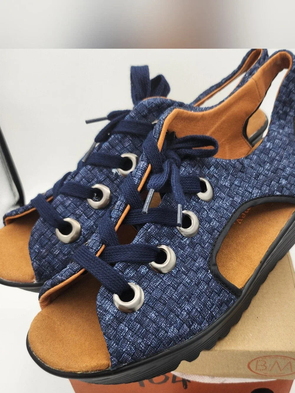 Bernie Mev Open-Toe Navy Lace-up Espadrilles / NIB / 42
